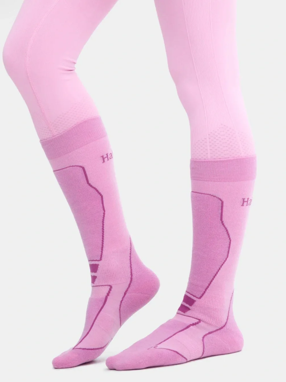 Halfdays Light Cushion Ski Sock Merino Wool Blend Peony Pink M/L